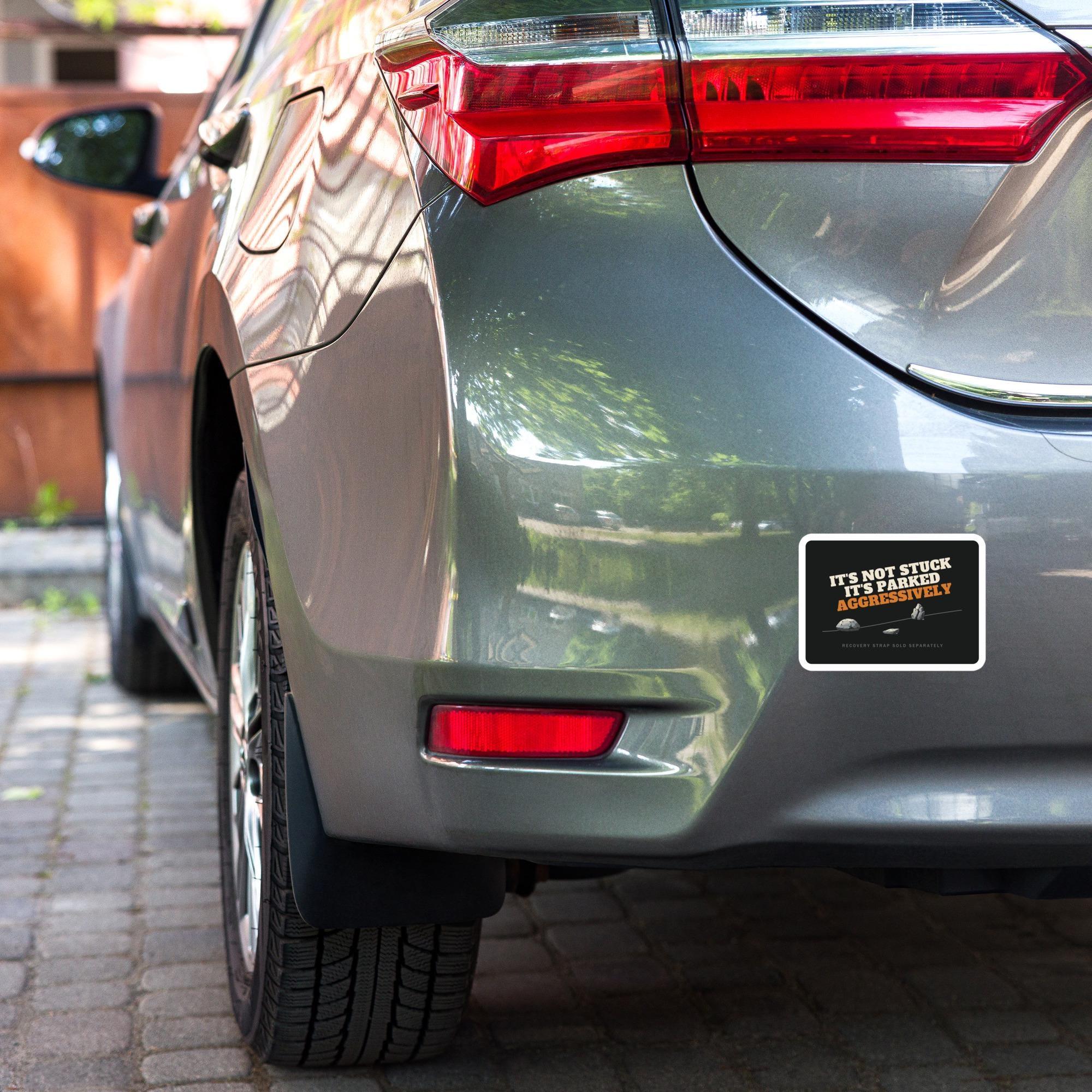 It's Not Stuck It's Parked Aggressively Sticker | Funny Off Road 4x4 Recovery Decal | Laptop Water Bottle Vinyl Sticker