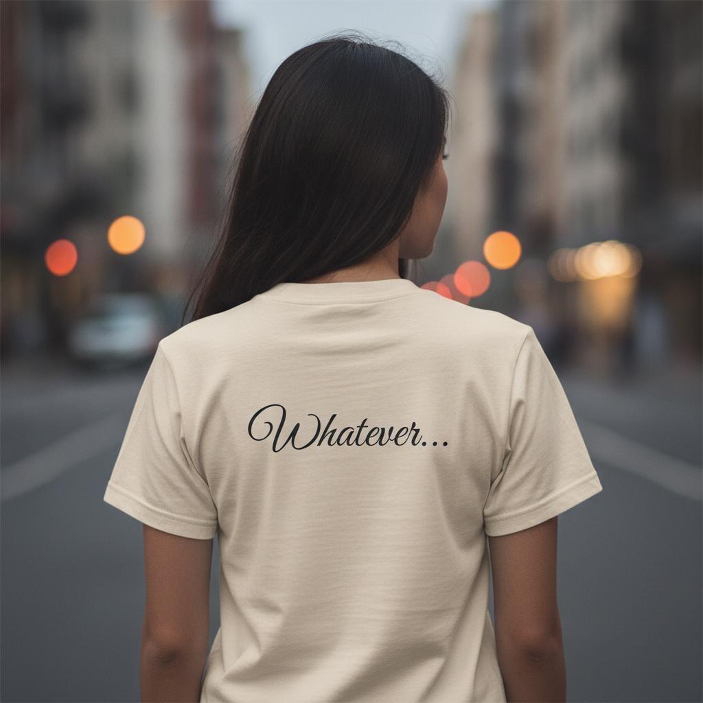 Whatever Shirt | Minimalist Cursive Script Back Print Tee | Funny Sarcastic Aesthetic Gift | Garment Dyed
