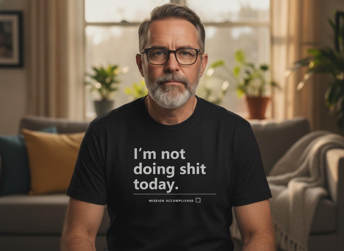 I'm Not Doing Shit Today Shirt | Funny Sarcastic Lazy Day Tee | Mission Accomplished | Introvert Rest Day Gift | Minimalist Humor T-Shirt