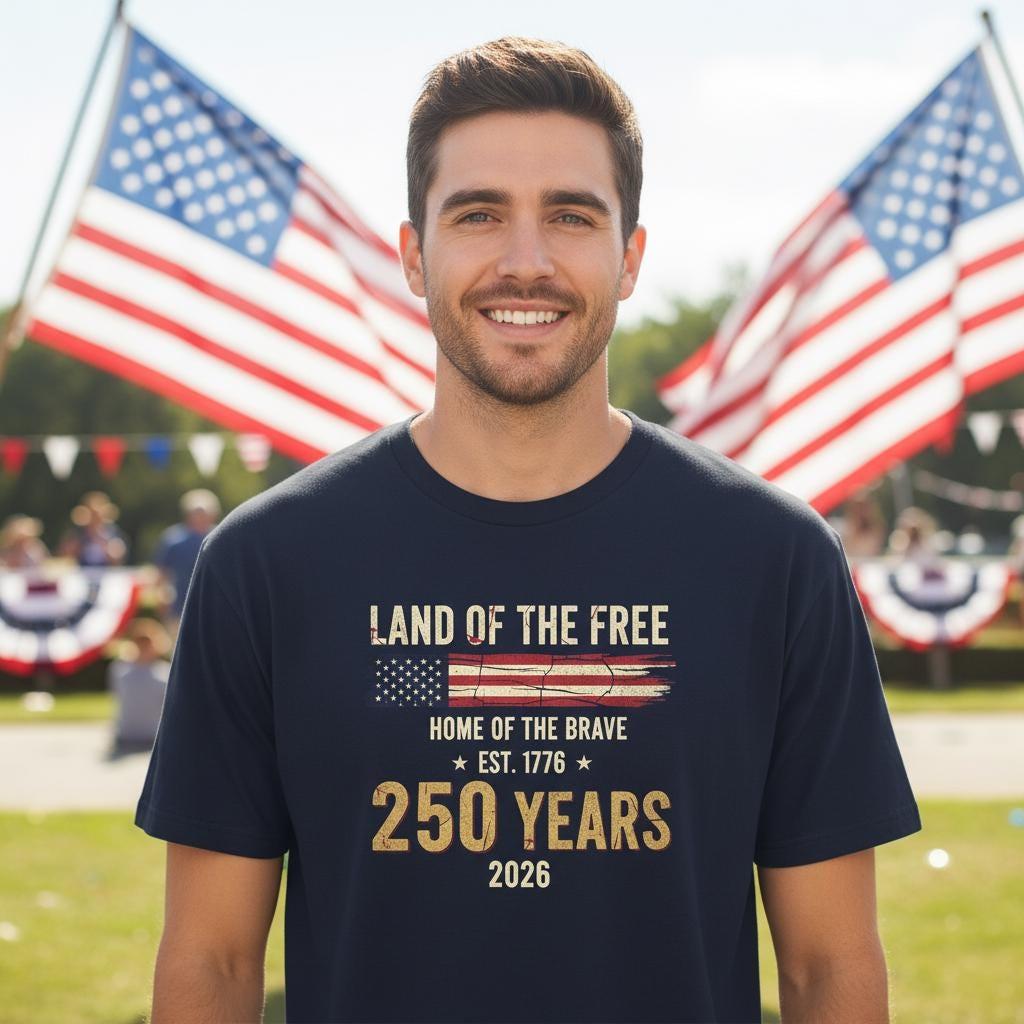 Vintage Distressed USA 250 Years T-Shirt | July 4th 2026 Patriotic Tee