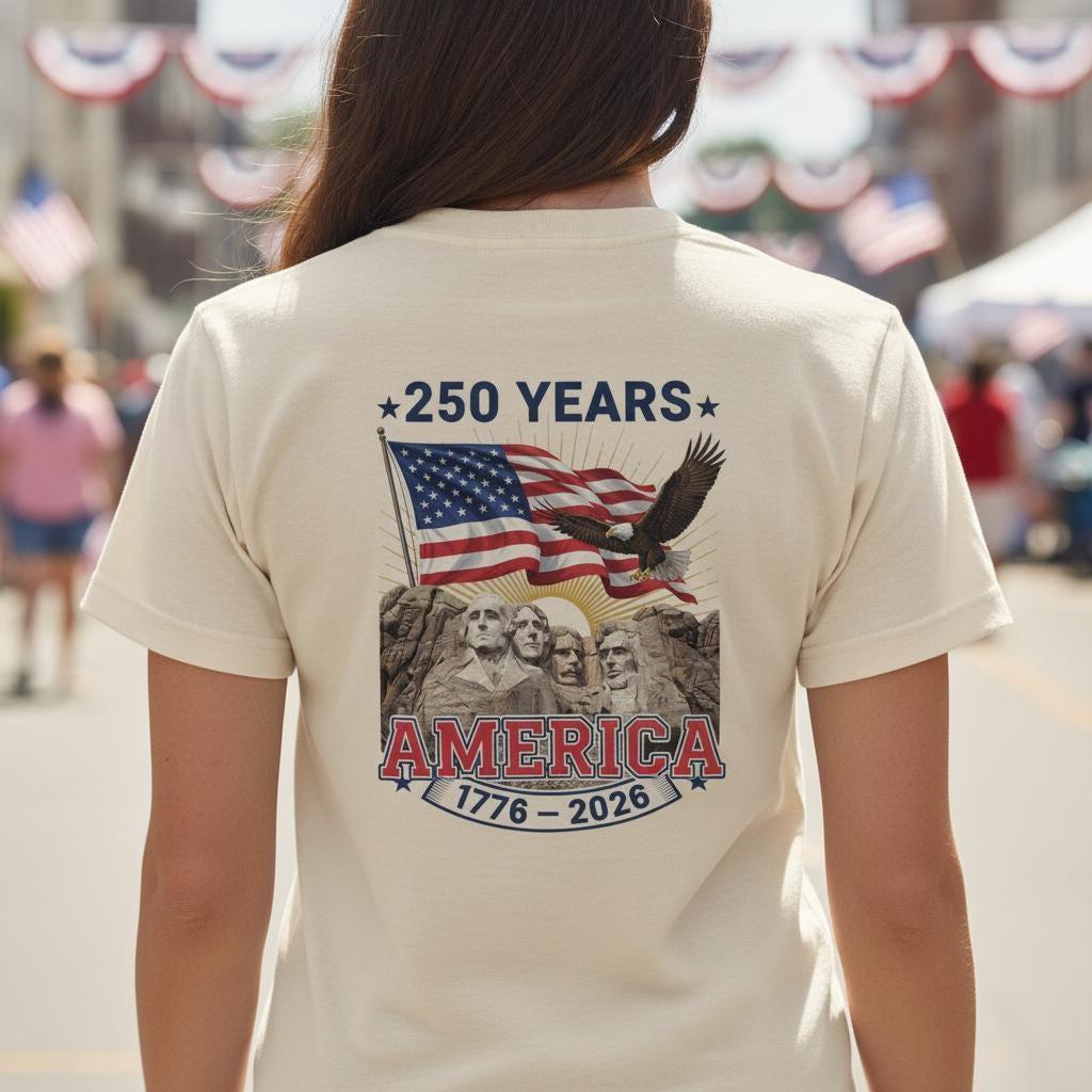 Mount Rushmore 250th Anniversary T-Shirt, Patriotic Eagle Flag Shirt, July 4th 2026 America 250 Tee, USA Independence Day Gift