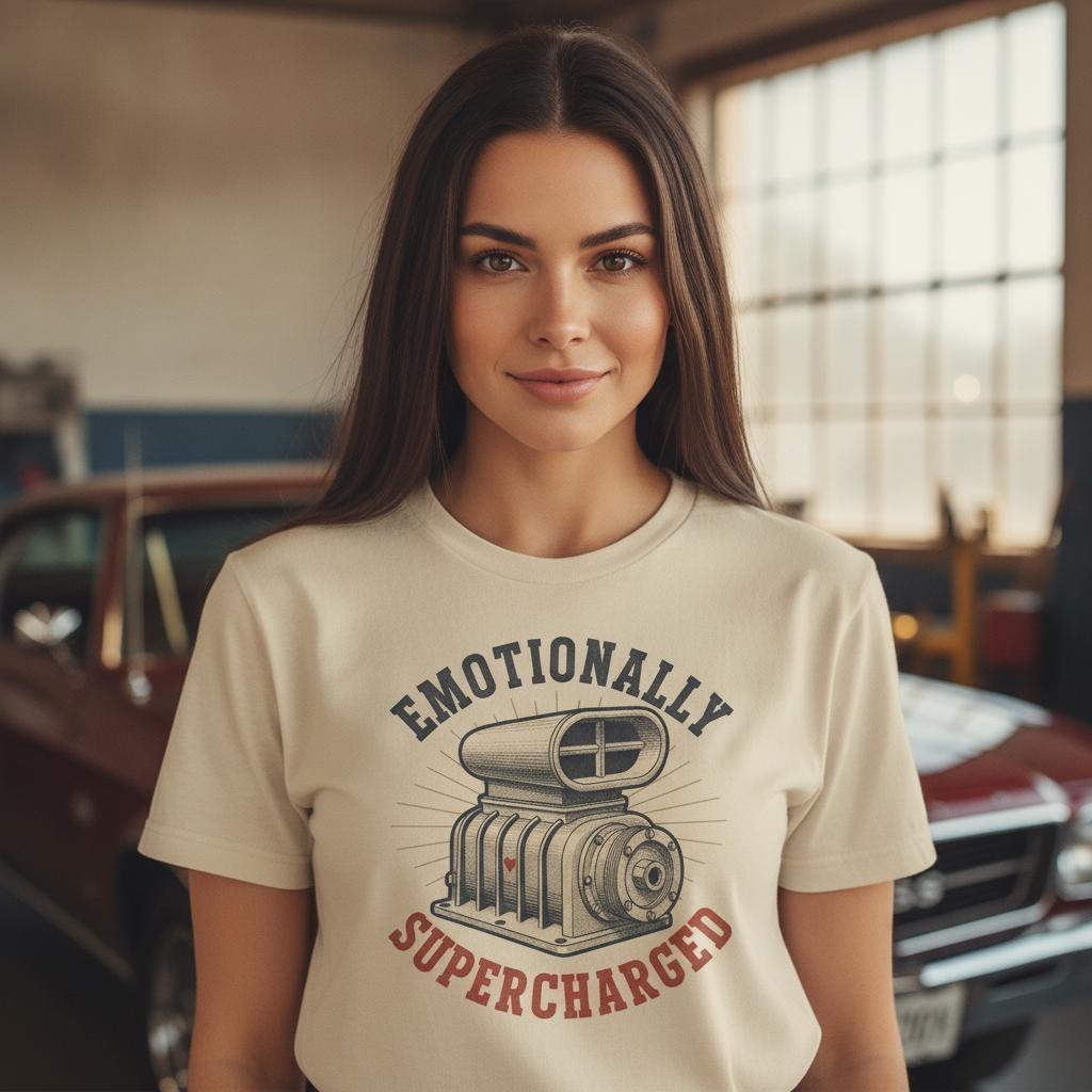 Funny Car T-Shirt | Emotionally Supercharged Blower Tee | Muscle Car Gearhead Gift
