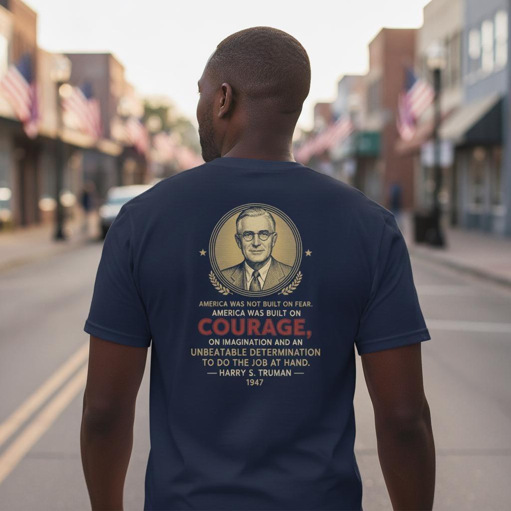 Harry Truman Quote Shirt | America Was Built on Courage Tee | Patriotic History Gift | Vintage Presidential T-Shirt | 1947 American Quote