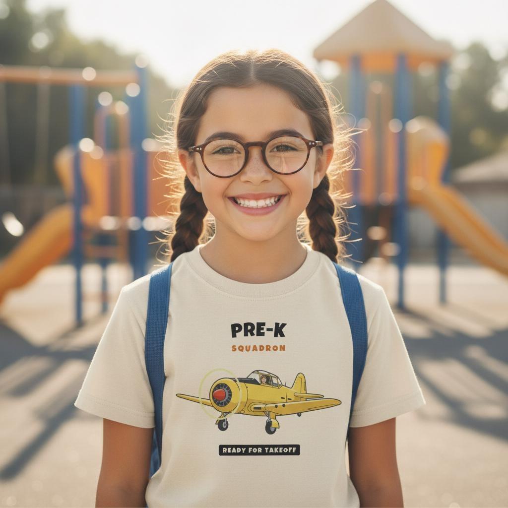 Pre-K Squadron Shirt | Vintage Airplane Back to School Tee | First Day of School Kids Gift | Youth Warbird T-Shirt