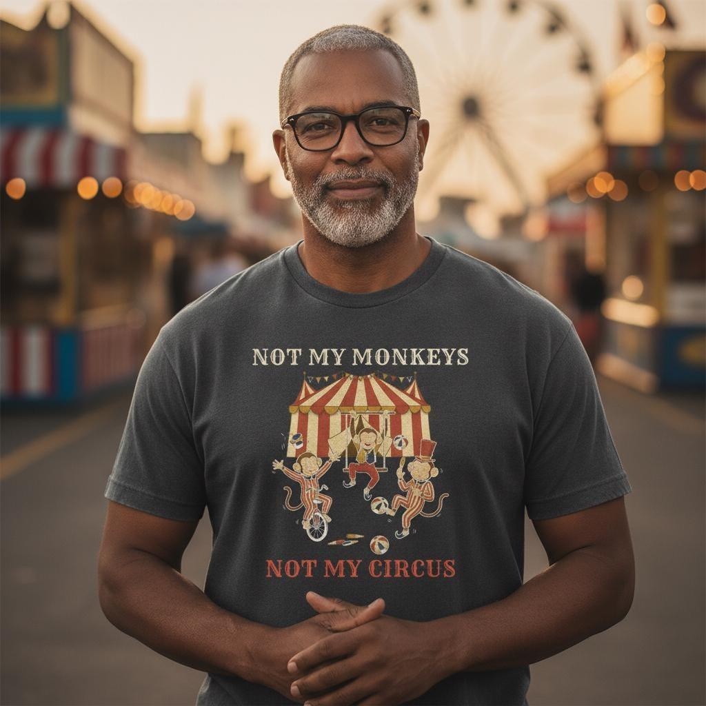 Not My Monkeys Not My Circus Shirt | Funny Sarcastic Vintage Circus Tee | Not My Problem Gift | Garment Dyed