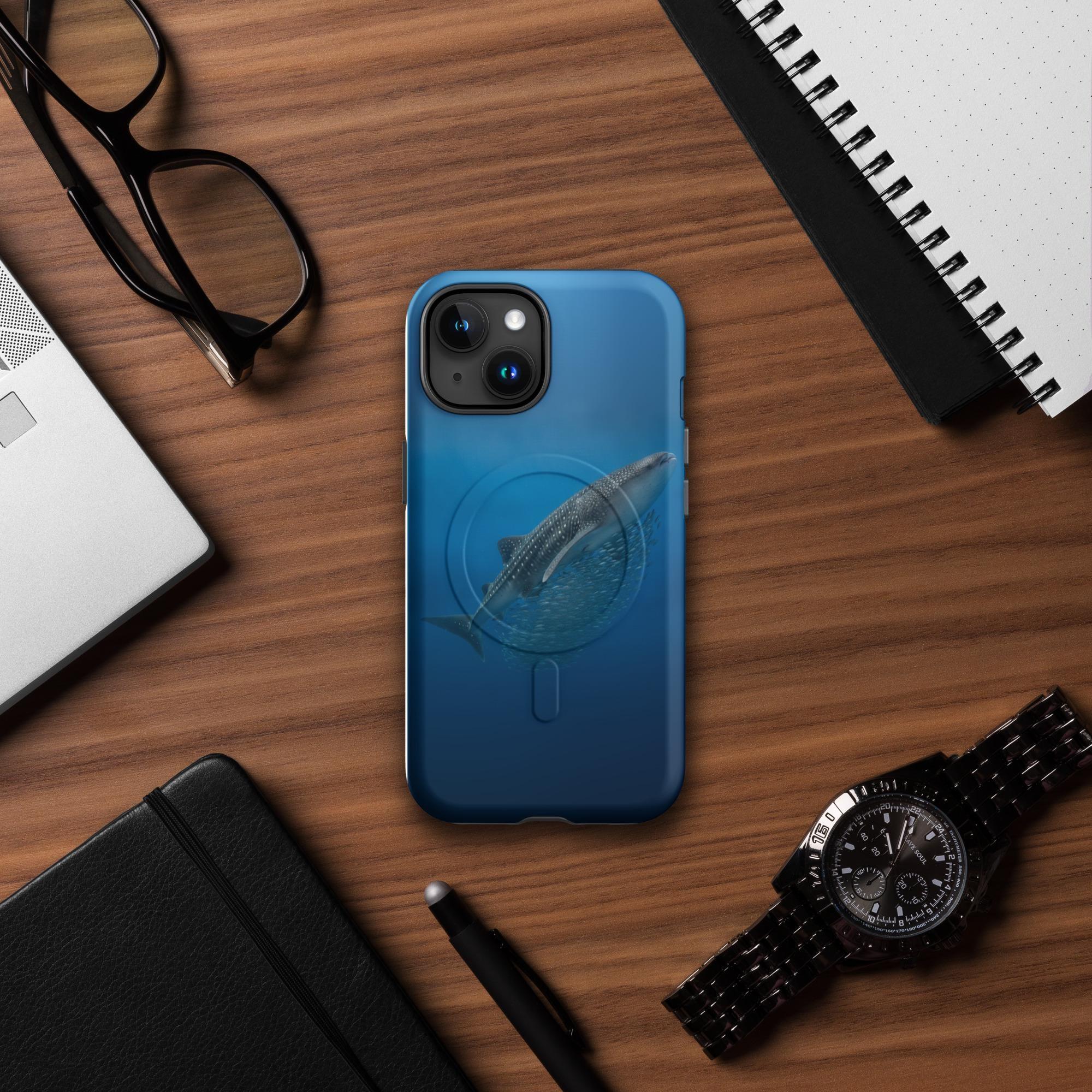 Whale Shark iPhone Case | Photorealistic Ocean MagSafe Tough Case | Kids Marine Biology Gift | Scuba Diver Shark Phone Case