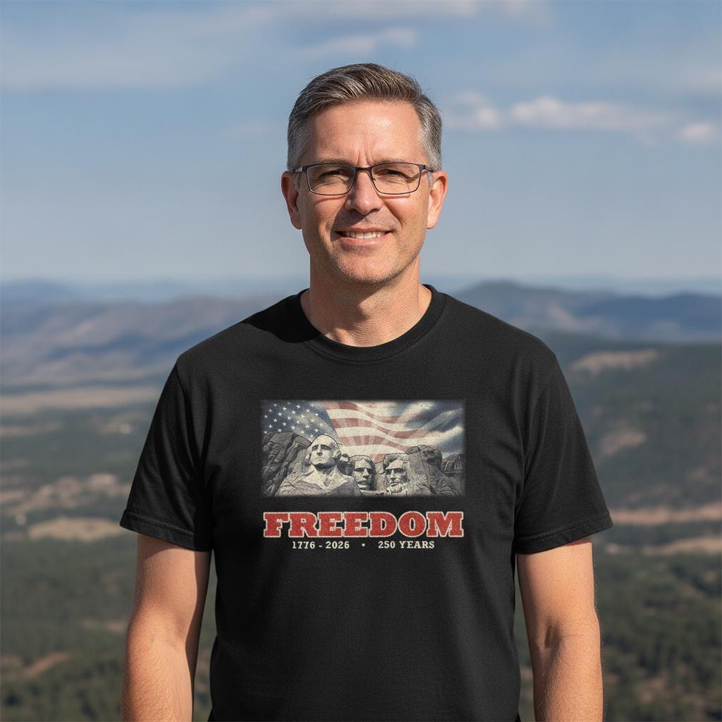 Vintage Freedom Mount Rushmore T-Shirt | 250th Anniversary Patriotic Tee