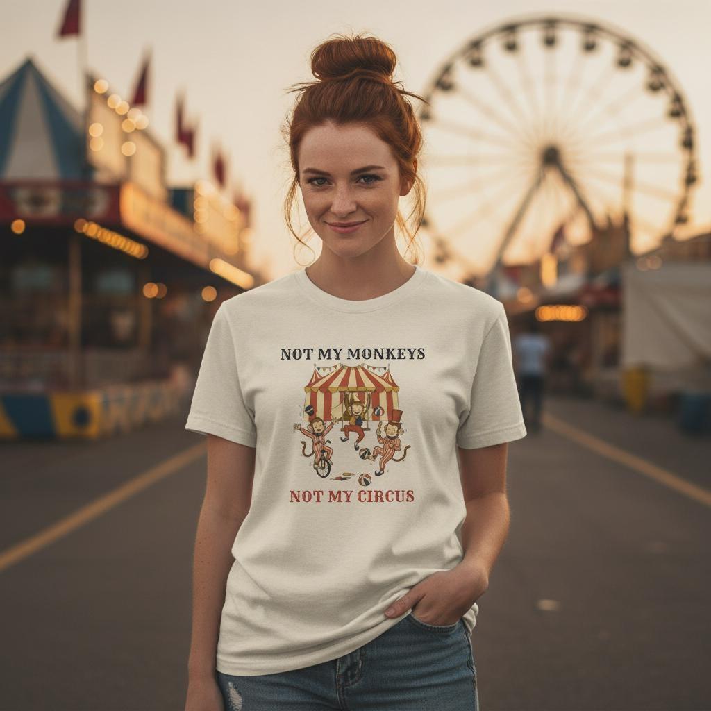 Not My Monkeys Not My Circus Shirt | Funny Sarcastic Vintage Circus Tee | Not My Problem Gift | Garment Dyed