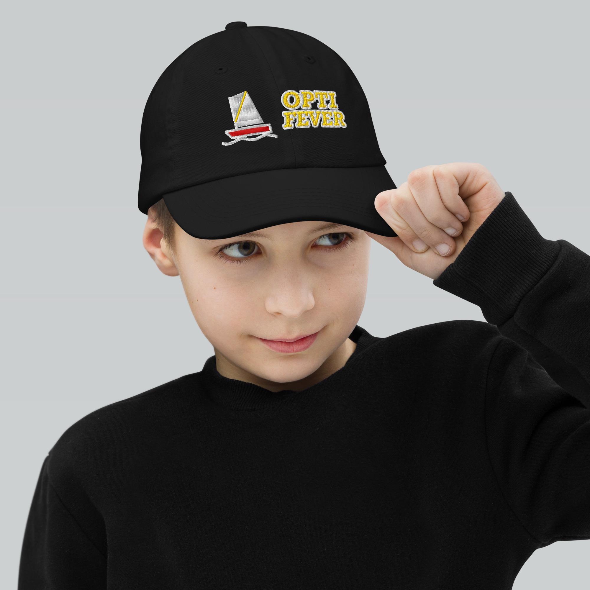 Opti Fever Embroidered Kids Baseball Cap | Optimist Sailing Youth Hat | Sailor Gift for Boys & Girls | Junior Regatta Cap