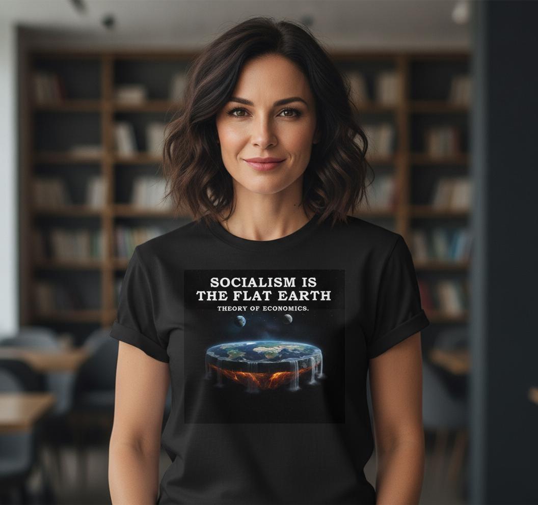 Socialism Flat Earth Economics Theory T-Shirt | Funny Capitalism Tee