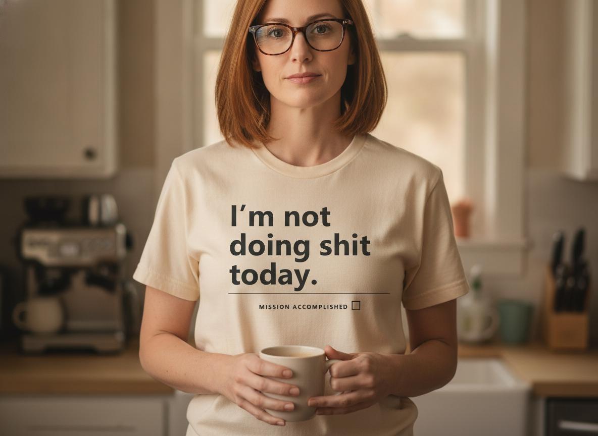 I'm Not Doing Shit Today Shirt | Funny Sarcastic Lazy Day Tee | Mission Accomplished | Introvert Rest Day Gift | Minimalist Humor T-Shirt