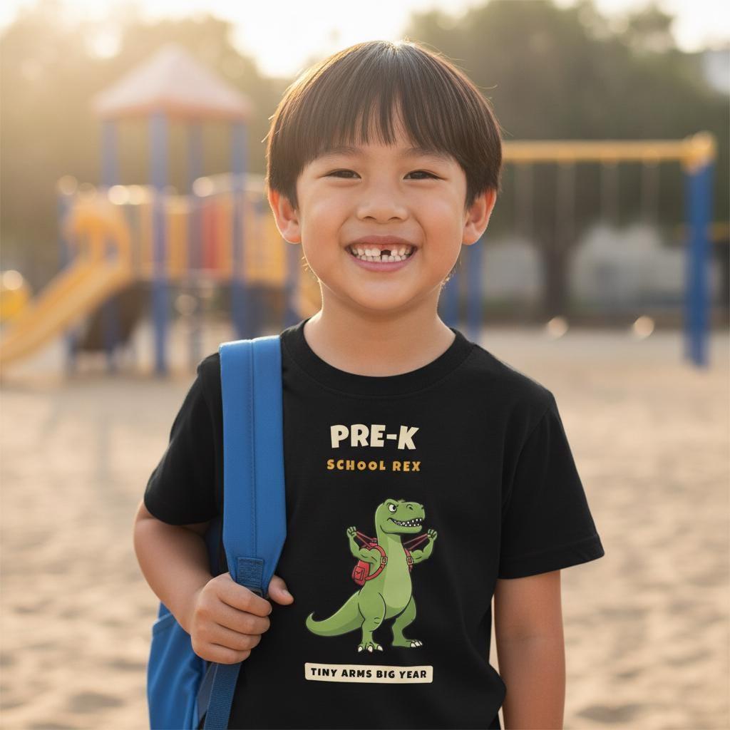 Pre-K Dinosaur Shirt | Funny T-Rex Tiny Arms Back to School Tee | First Day of School Kids Gift | Youth T-Shirt
