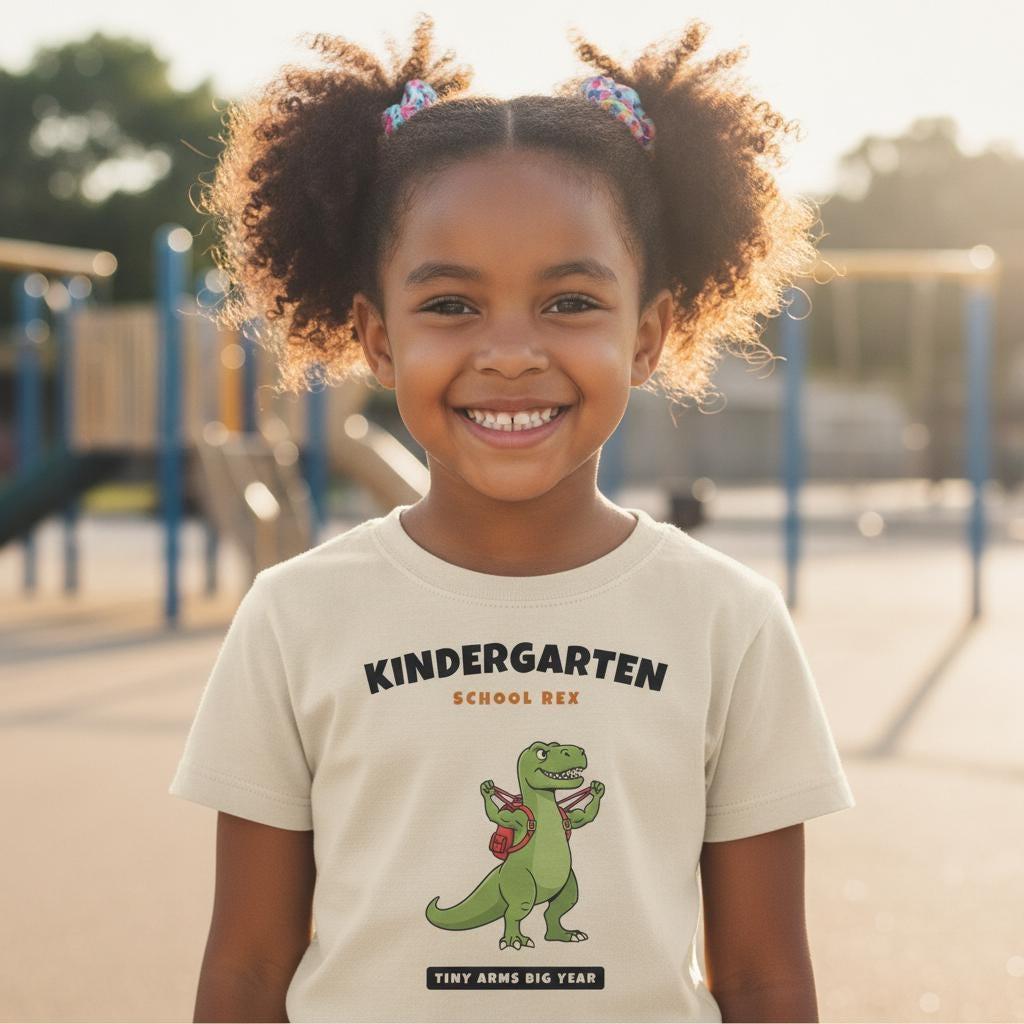 Kindergarten Dinosaur Shirt | Funny T-Rex Tiny Arms Back to School Tee | First Day of School Kids Gift | Youth T-Shirt