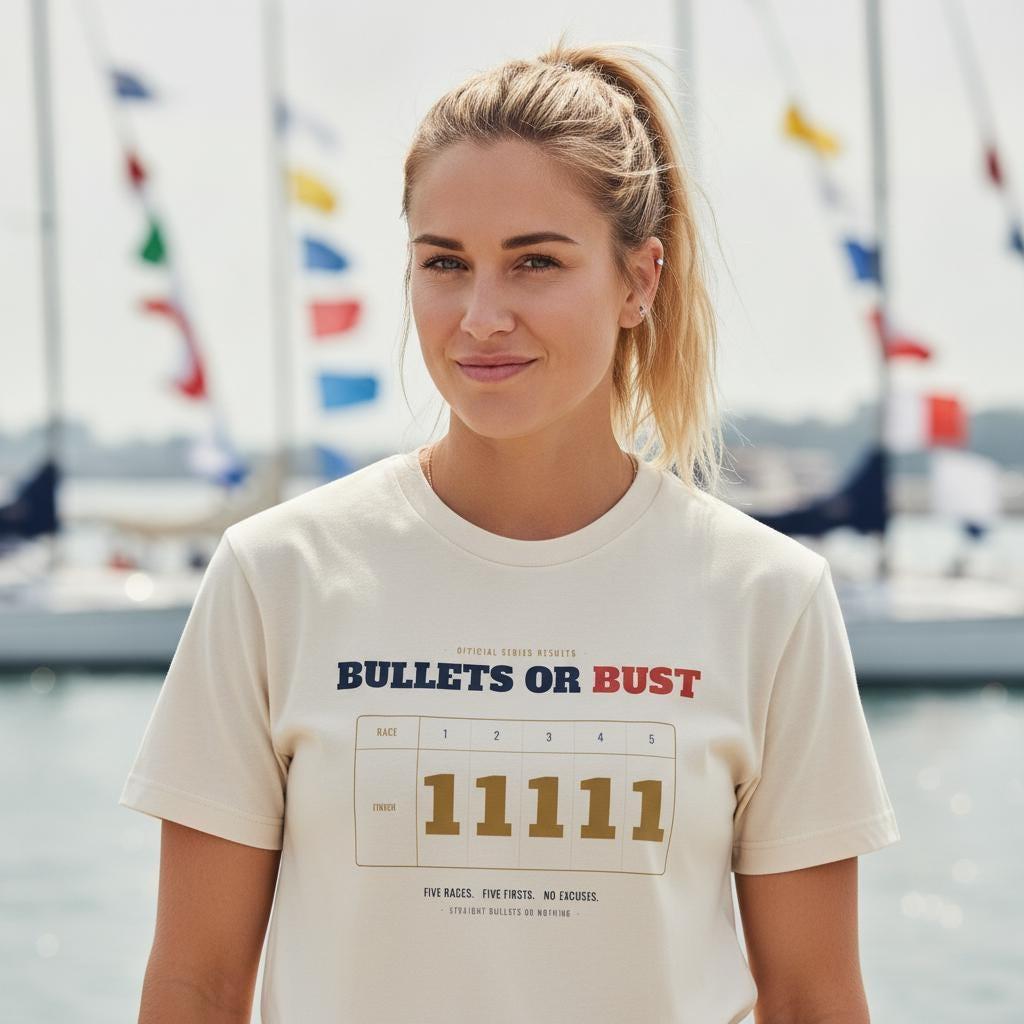 Funny Sailing Shirt | Bullets Or Bust Regatta Scoreboard | Sailboat Racing Gift | Vintage Garment Dyed Tee