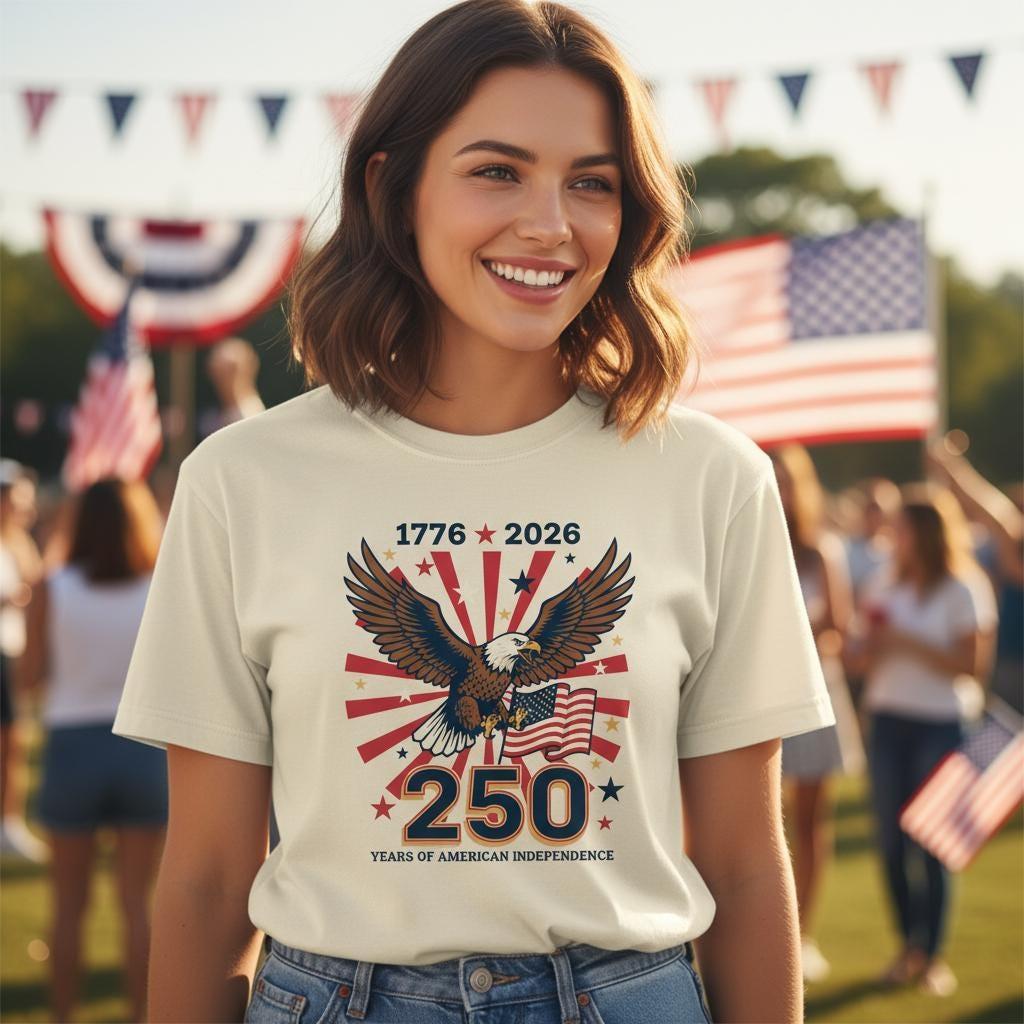 250th Anniversary American Independence T-Shirt | Eagle Flag 1776-2026 Patriotic Tee