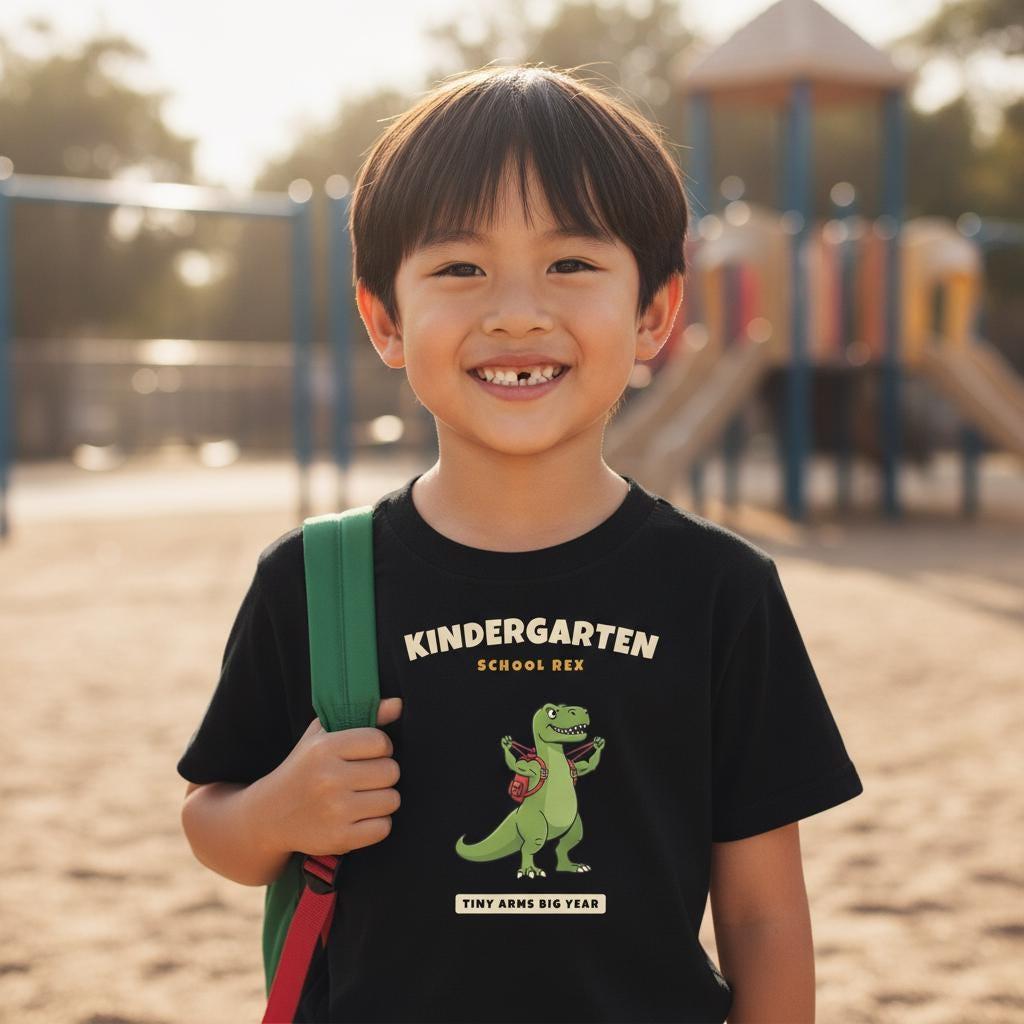 Kindergarten Dinosaur Shirt | Funny T-Rex Tiny Arms Back to School Tee | First Day of School Kids Gift | Youth T-Shirt
