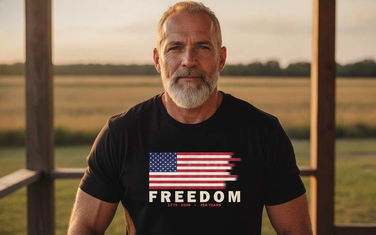 Distressed American Flag Freedom T-Shirt | USA 250th Anniversary Patriotic Tee