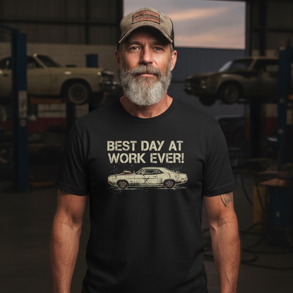 Distressed Muscle Car T-Shirt | Grunge Hot Rod Mechanic Tee