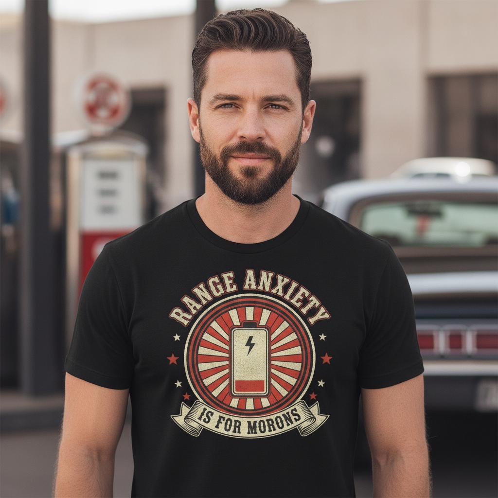 Gas Muscle Car Tee | Vintage Range Anxiety Is For Morons Shirt