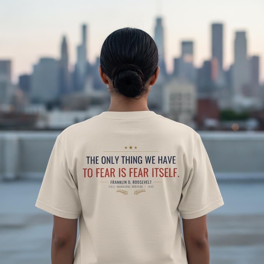 FDR Quote Shirt | The Only Thing We Have To Fear Is Fear Itself | Roosevelt History Tee | Motivational Gift