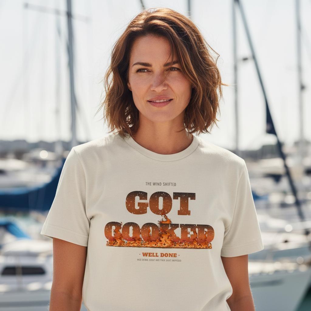 Funny Sailing Shirt | Wind Shifted Got Cooked | Sailboat Racing Regatta Humor Gift | Vintage Garment Dyed