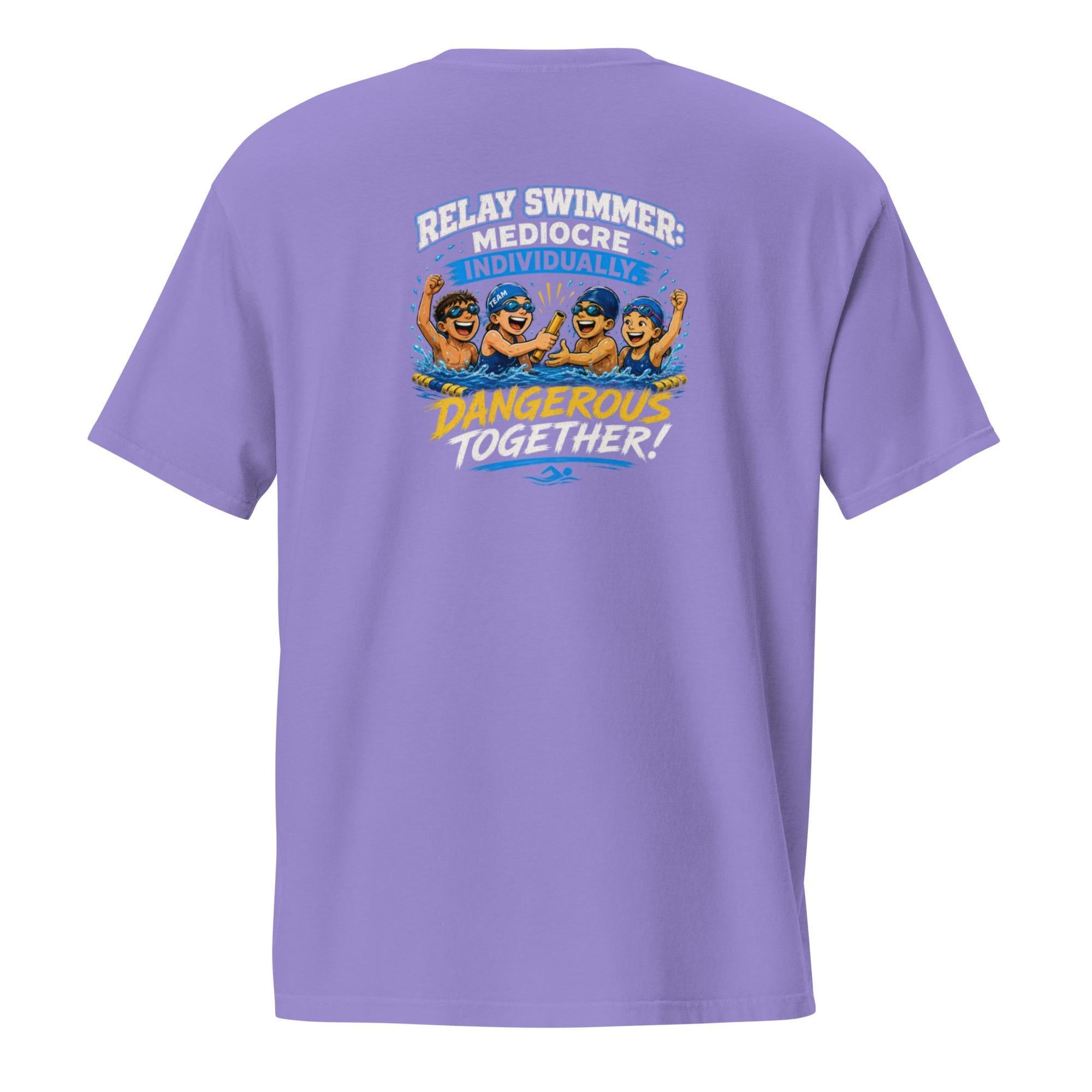 Relay Swimmer: Mediocre Individually. Dangerous Together. – Funny Swim Team Shirt