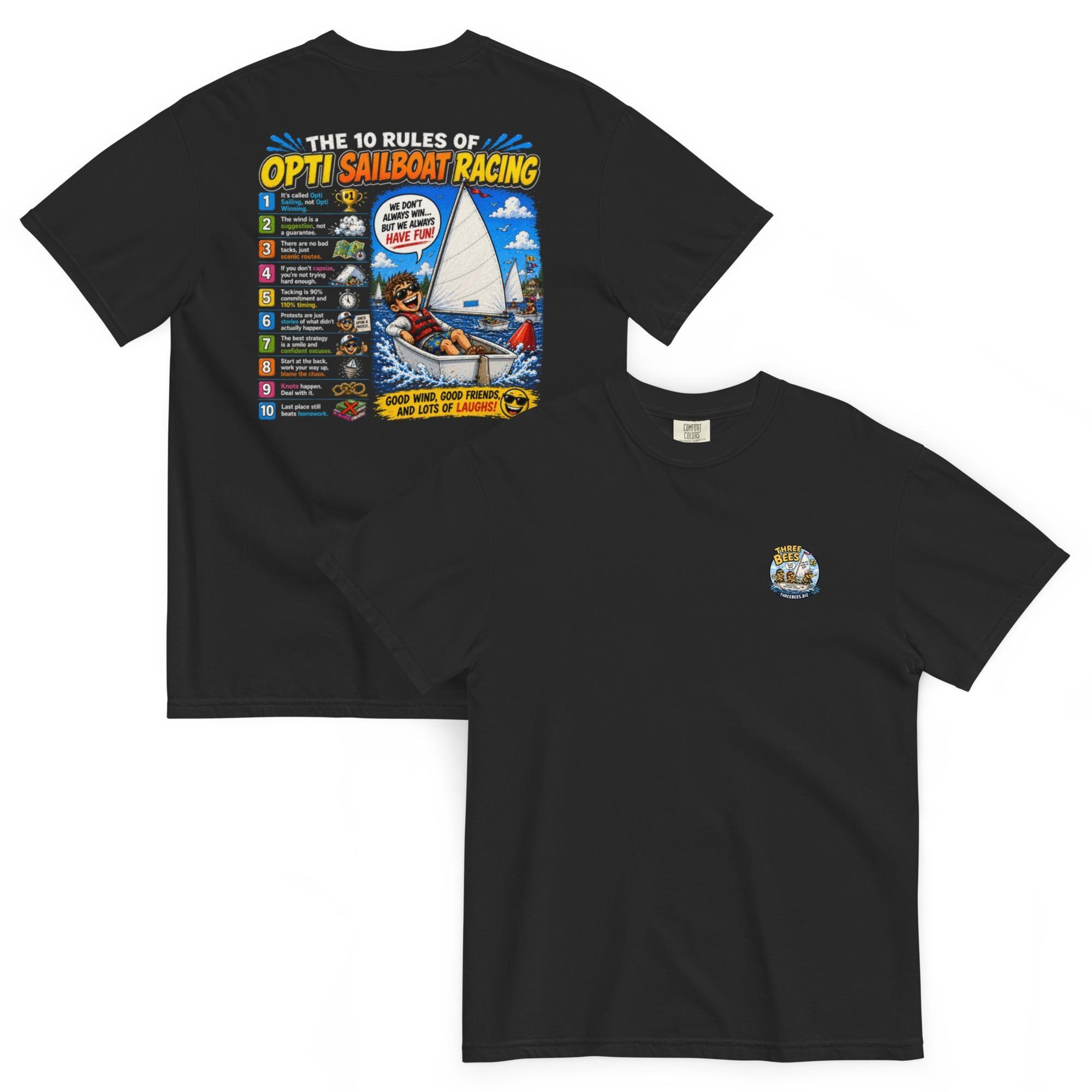 Funny Opti Sailboat Racing Shirt, 10 Rules of Optimist Sailing Tee, Youth Sailing Gift, Junior Sailor & Regatta Shirt, Sailing Team Tee