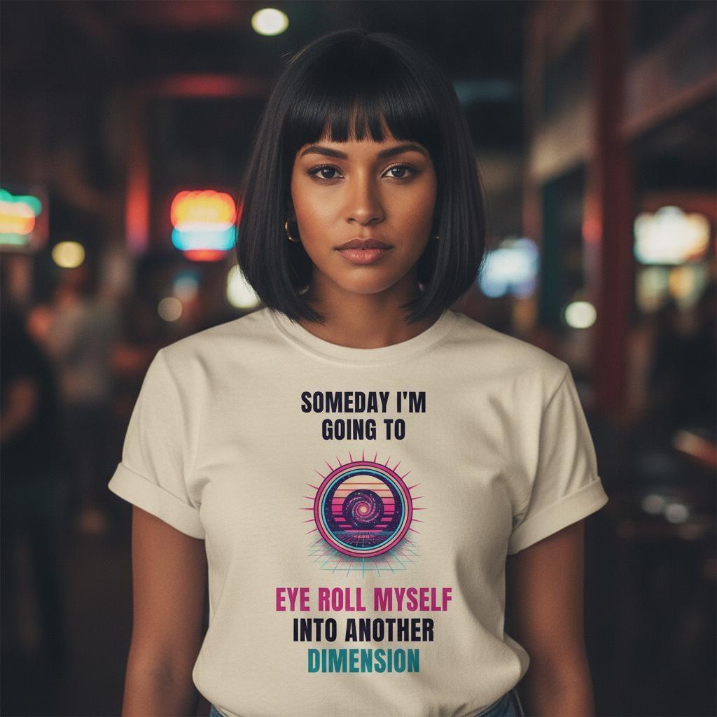 Funny Work Shirt | Someday I'm Going To Eye Roll Myself Into Another Dimension | Retro Synthwave Sarcastic Tee