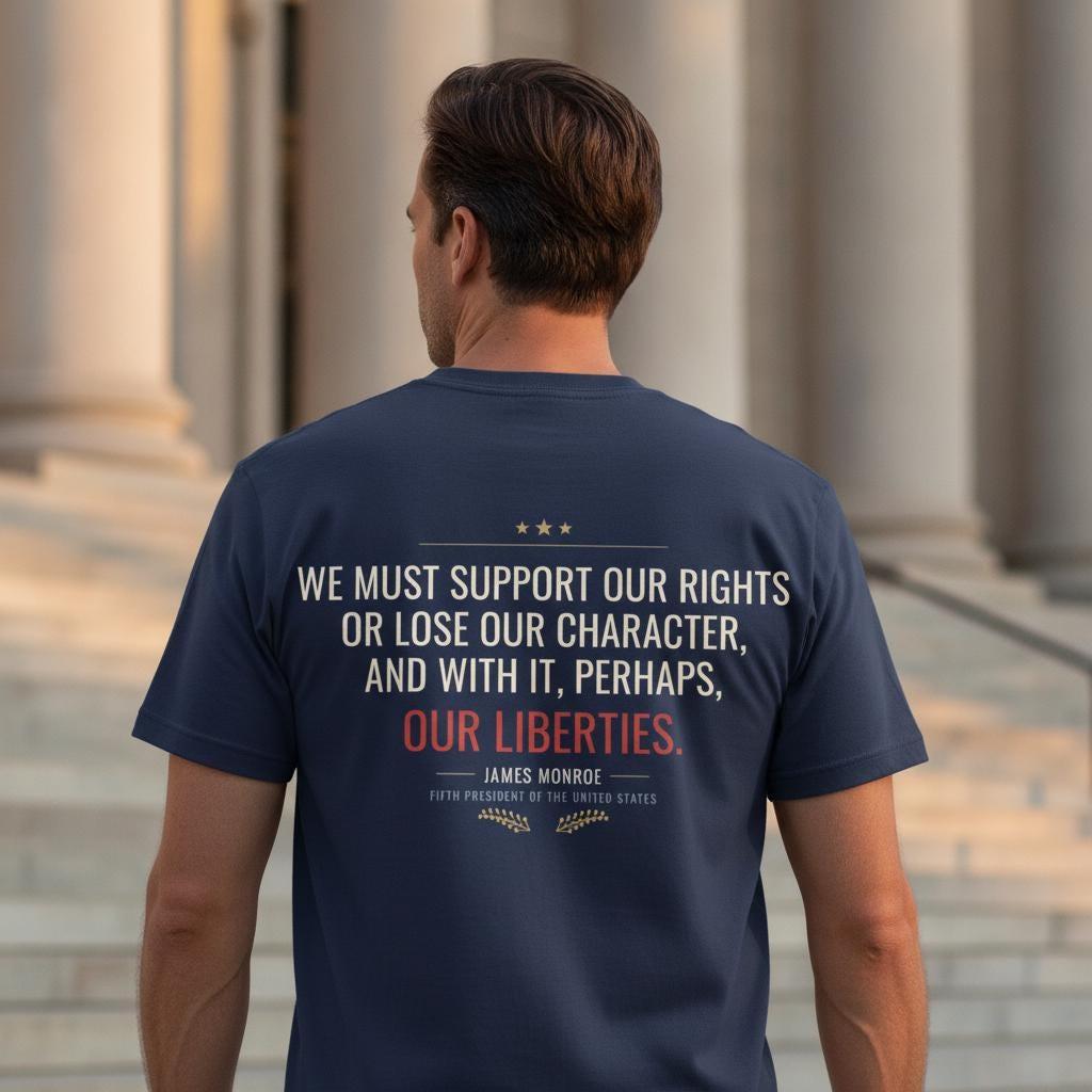 James Monroe Quote Shirt | We Must Support Our Rights Or Lose Our Character | Civic Duty Tee | History Gift