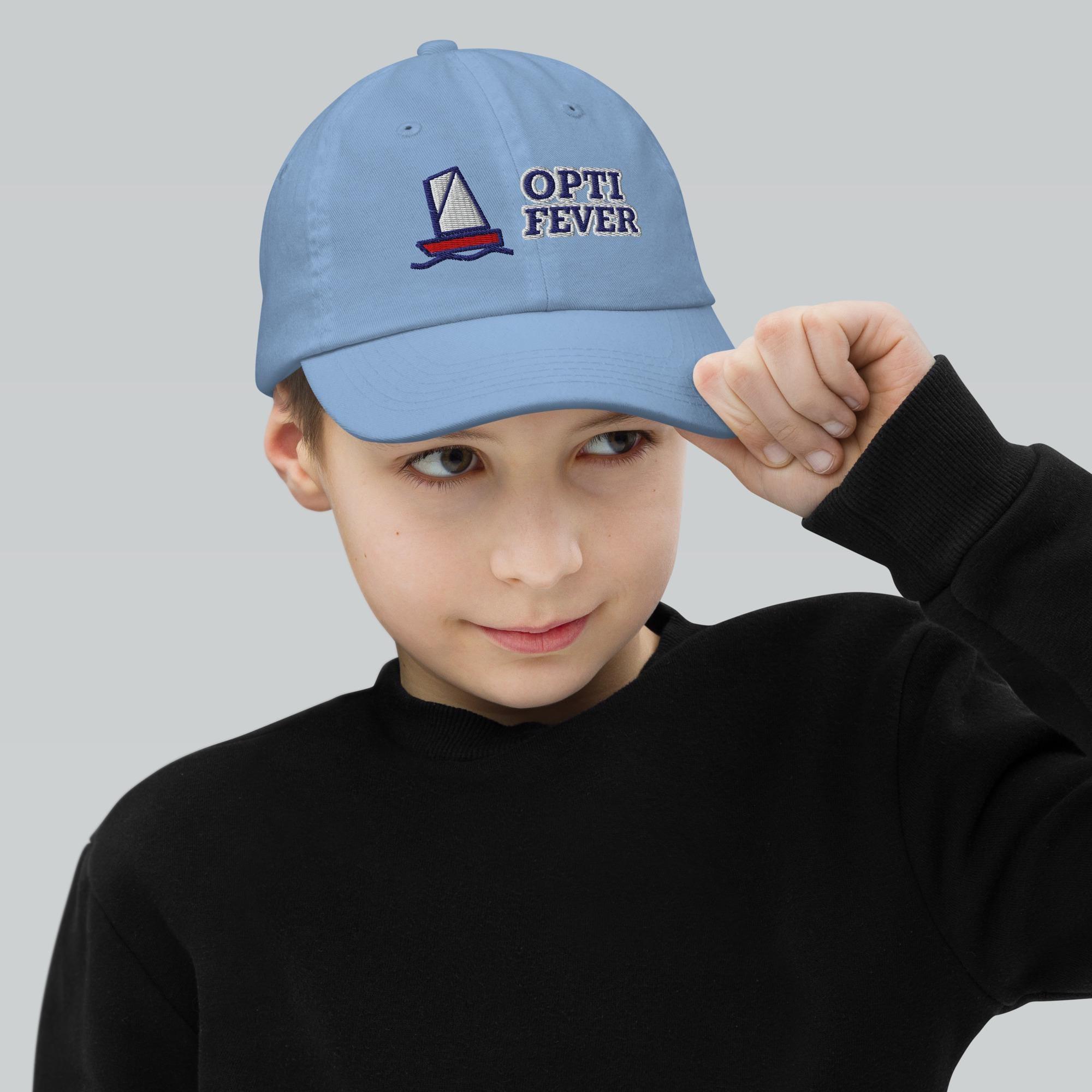 Opti Fever Embroidered Kids Baseball Cap | Optimist Sailing Youth Hat | Sailor Gift for Boys & Girls | Junior Regatta Cap