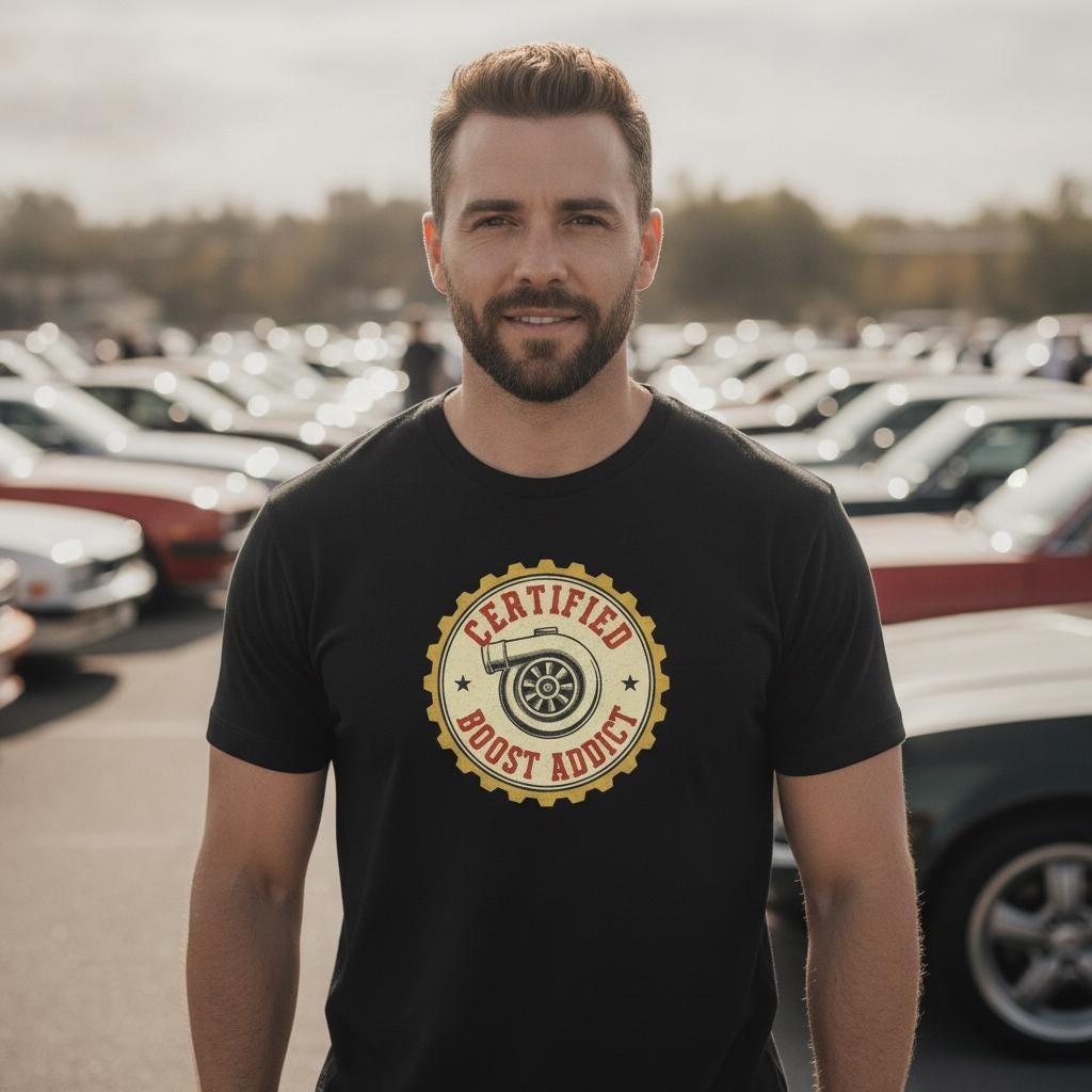 Certified Boost Addict Turbo T-Shirt | Vintage Tuner Gearhead Tee