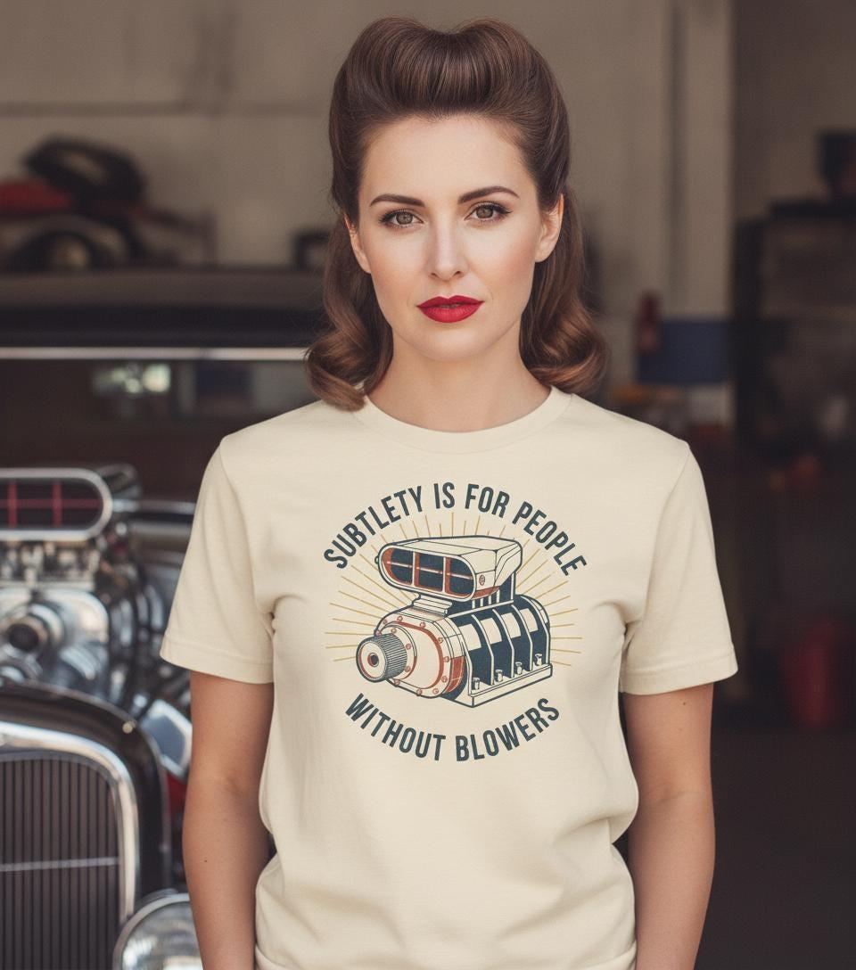 Muscle Car T-Shirt | Vintage Supercharger Hot Rod Tee | Blown Engine Graphic