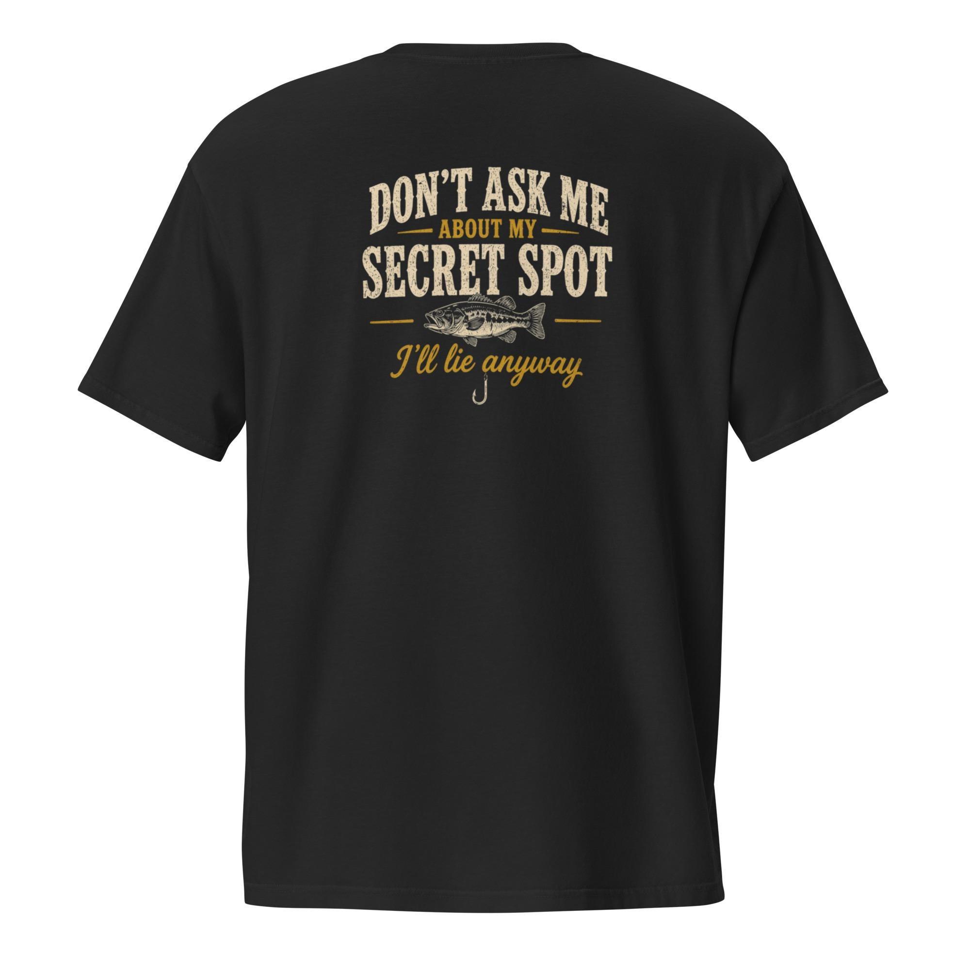 Funny Fishing Pocket Tee, Secret Fishing Spot Shirt, Comfort Colors Pocket T-Shirt, Fisherman Gift, Don't Ask Me About My Spot
