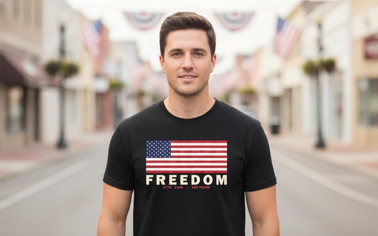 Freedom T-Shirt | American Flag 250th Anniversary Tee (1776-2026)