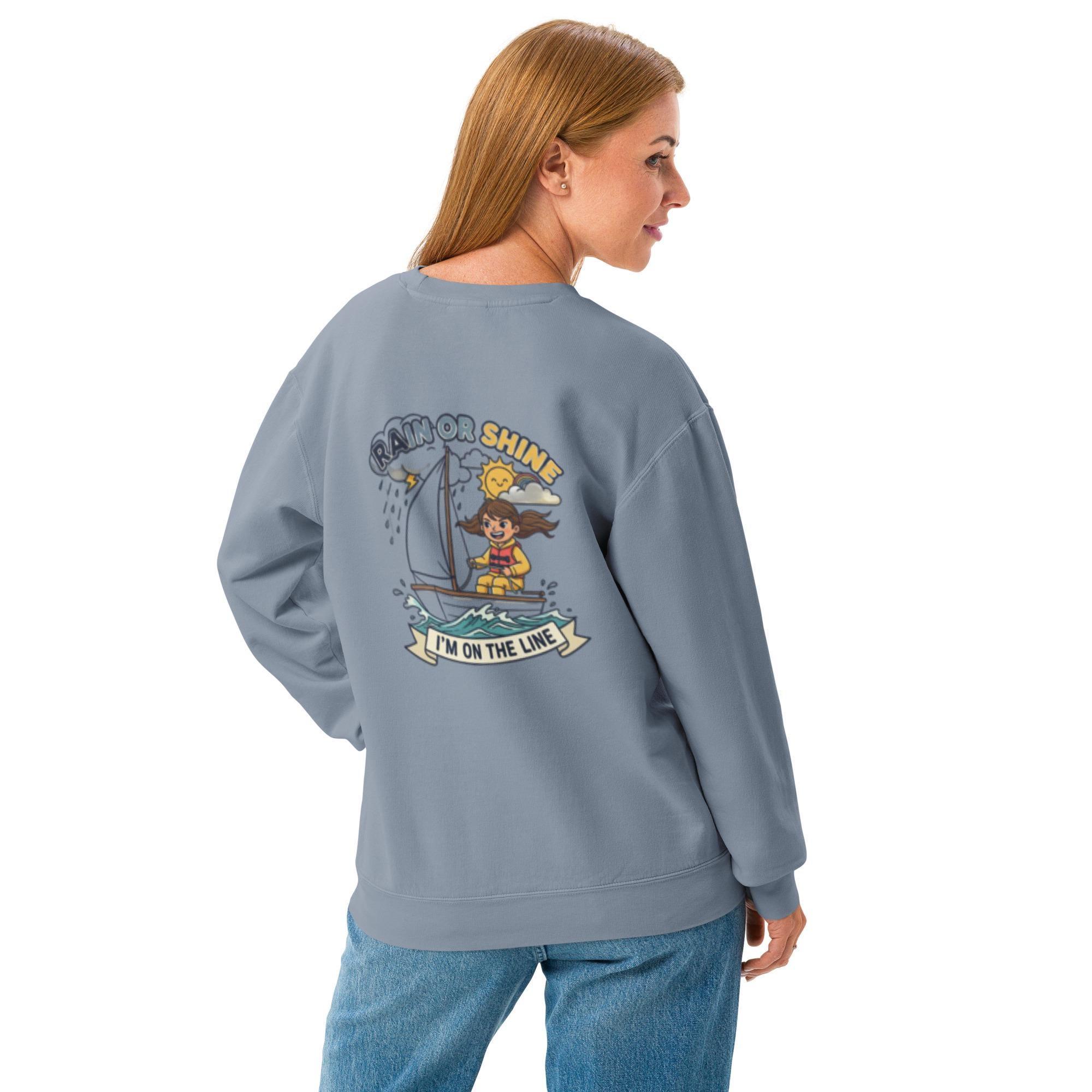 Optimist Sailing Sweatshirt, Optimist Dinghy Crewneck, Junior Sailor Gift, Youth Regatta Sailing Fleece, Rain or Shine