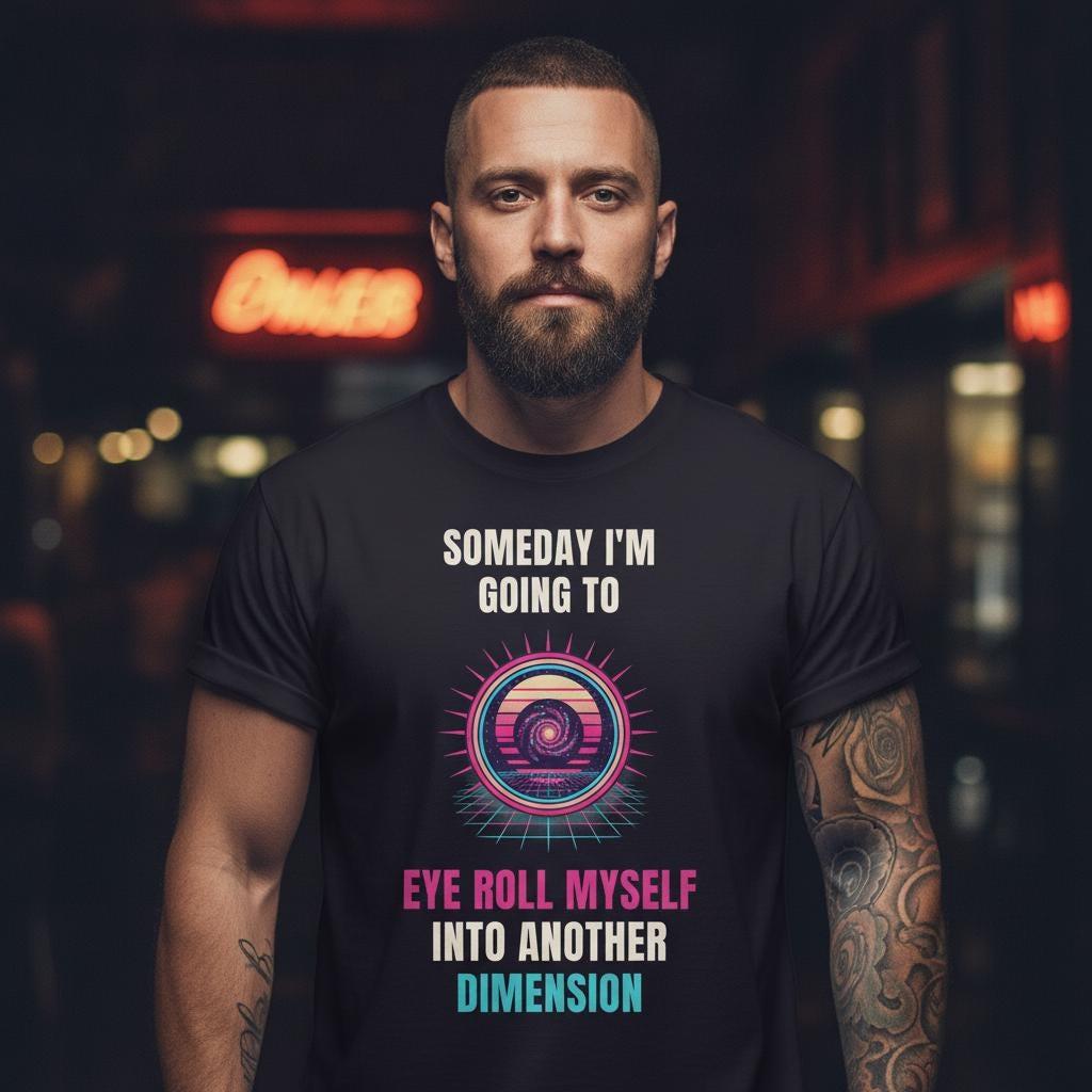 Funny Work Shirt | Someday I'm Going To Eye Roll Myself Into Another Dimension | Retro Synthwave Sarcastic Tee