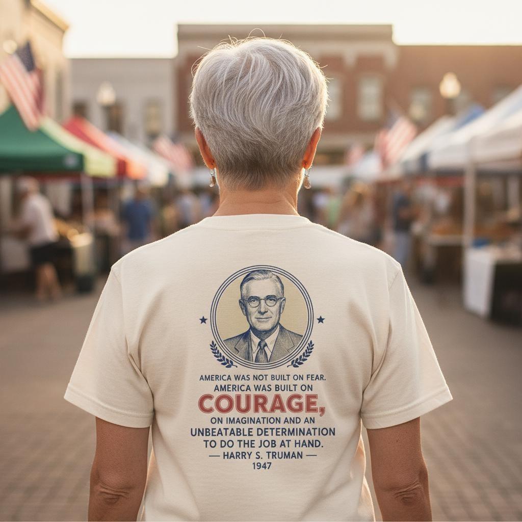 Harry Truman Quote Shirt | America Was Built on Courage Tee | Patriotic History Gift | Vintage Presidential T-Shirt | 1947 American Quote