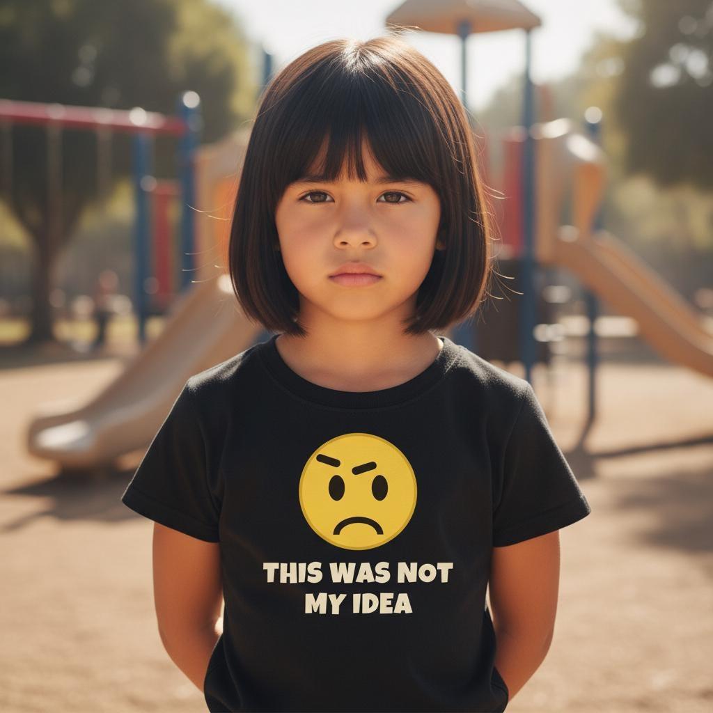 Personalized Back to School Shirt | Funny Grumpy Face Kids Tee | This Was Not My Idea | Custom Name Back Print | Youth T-Shirt