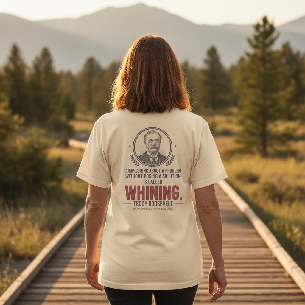 Teddy Roosevelt Quote Shirt | Complaining Is Whining Tee (Probably Not Said)
