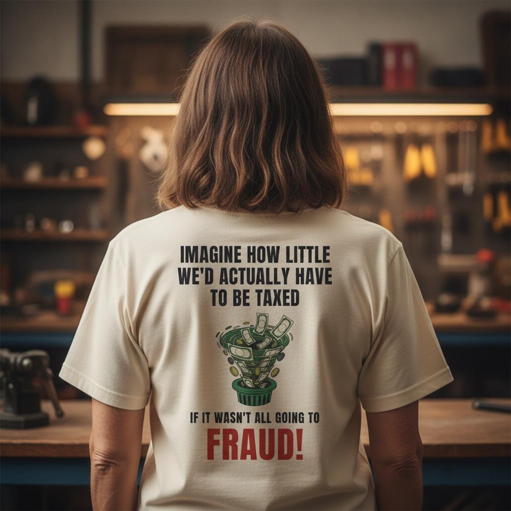Funny Political Shirt | Imagine How Little We'd Have To Be Taxed If It Wasn't All Going To Fraud | Government Waste Tee