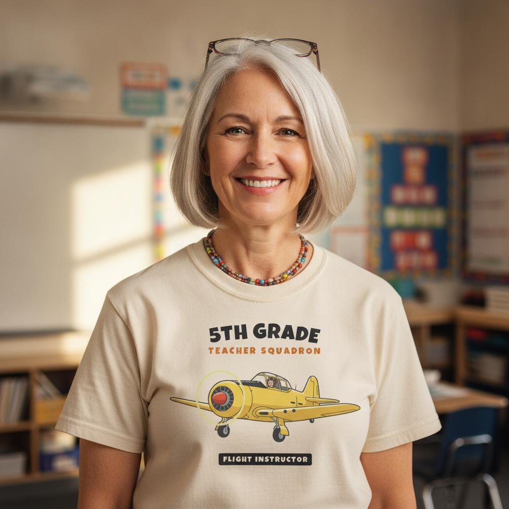 5th Grade Teacher Shirt | Vintage Airplane Squadron Tee | Back to School Teacher Gift | Grade Level Team T-Shirt