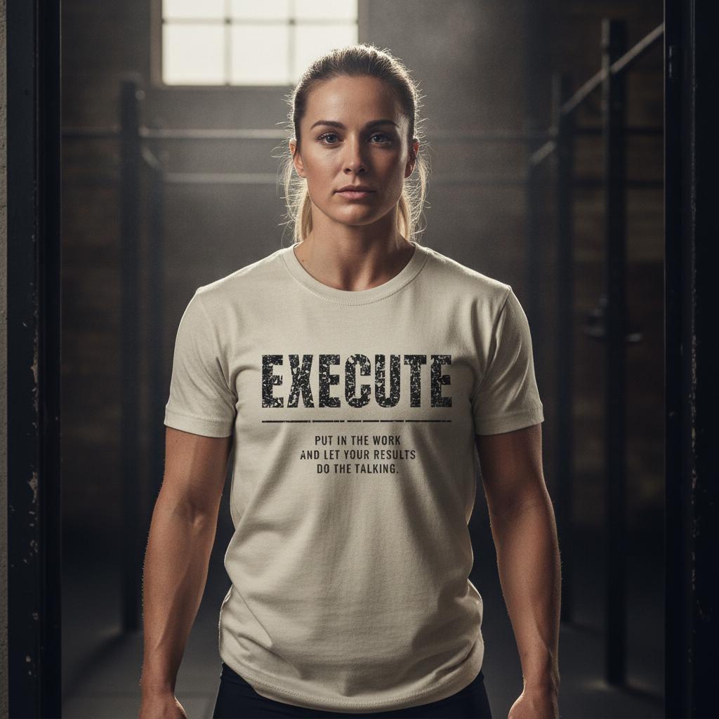 Execute Shirt | Put In The Work Let Your Results Do The Talking | Motivational Gym Tee | Hustle Gift | Garment Dyed