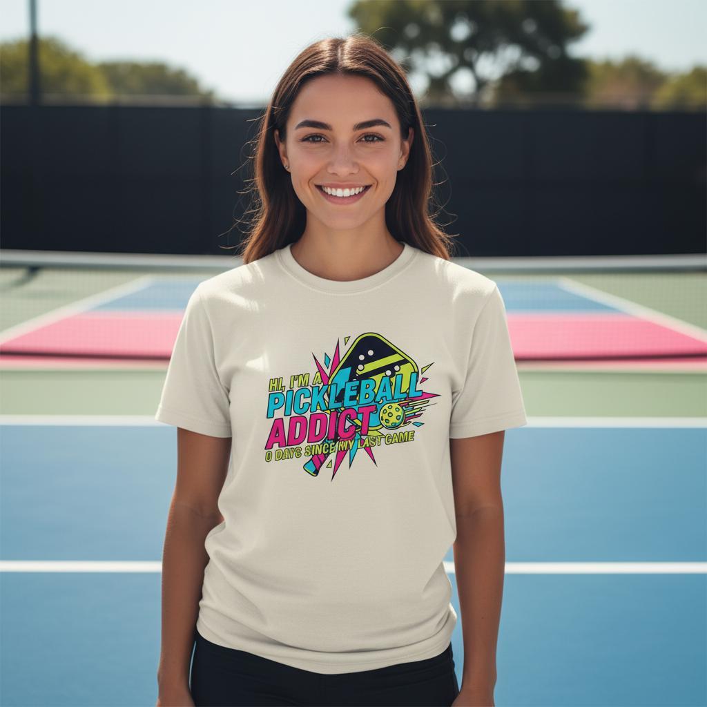 Pickleball Addict T-Shirt | Neon Graphic Pickleball Humor Tee