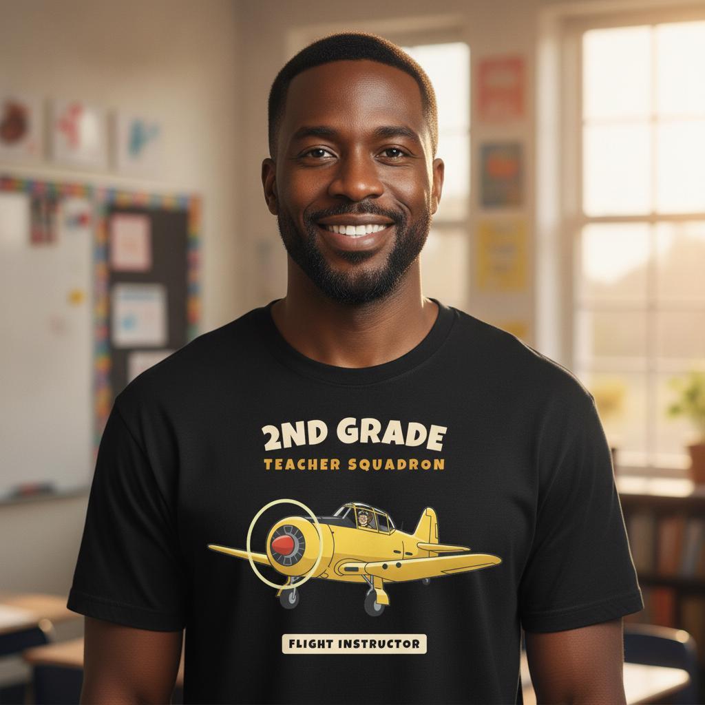 2nd Grade Teacher Shirt | Vintage Airplane Squadron Tee | Back to School Teacher Gift | Grade Level Team T-Shirt