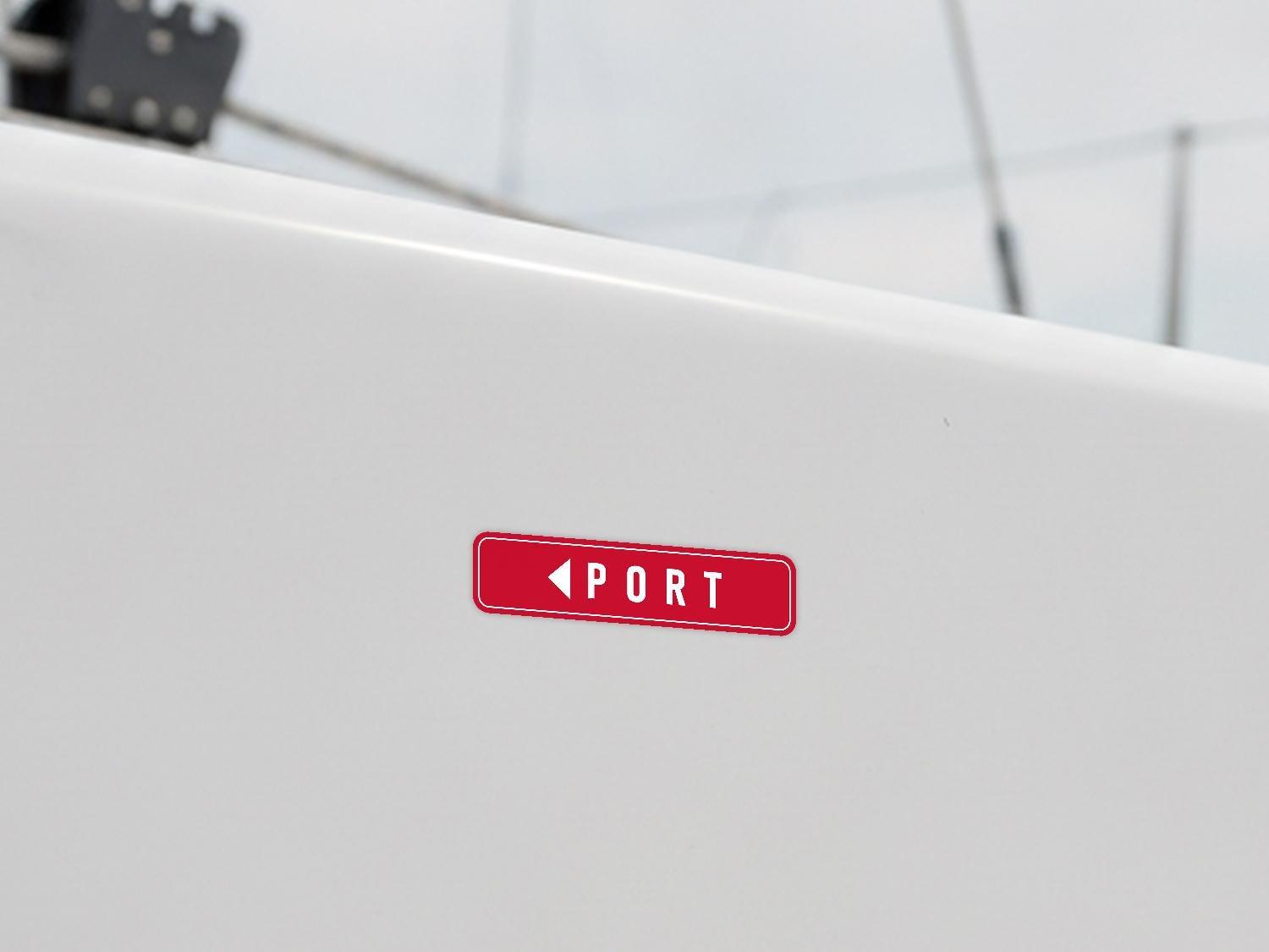 Port Side Boat Sticker | Die Cut Vinyl Nautical Decal | Red Navigation Label for Sailboats | Sailing Gift for Boat Owners
