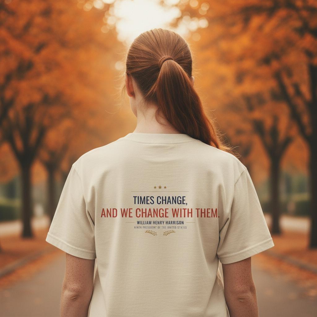 Times Change And We Change With Them Shirt | William Henry Harrison Quote Tee | History Gift | Vintage Garment Dyed
