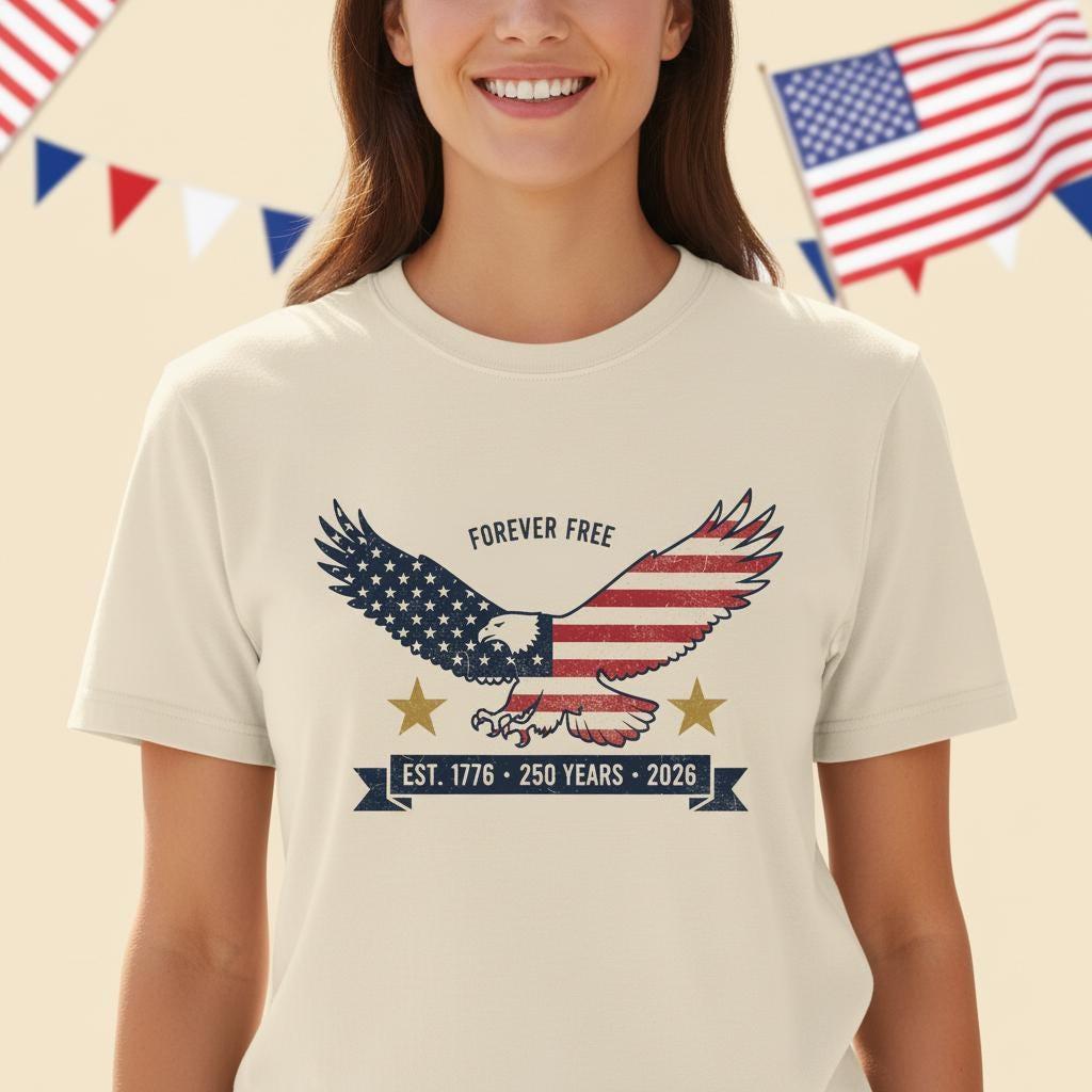 Vintage Distressed Eagle Flag T-Shirt | USA 250th Anniversary Patriotic Tee