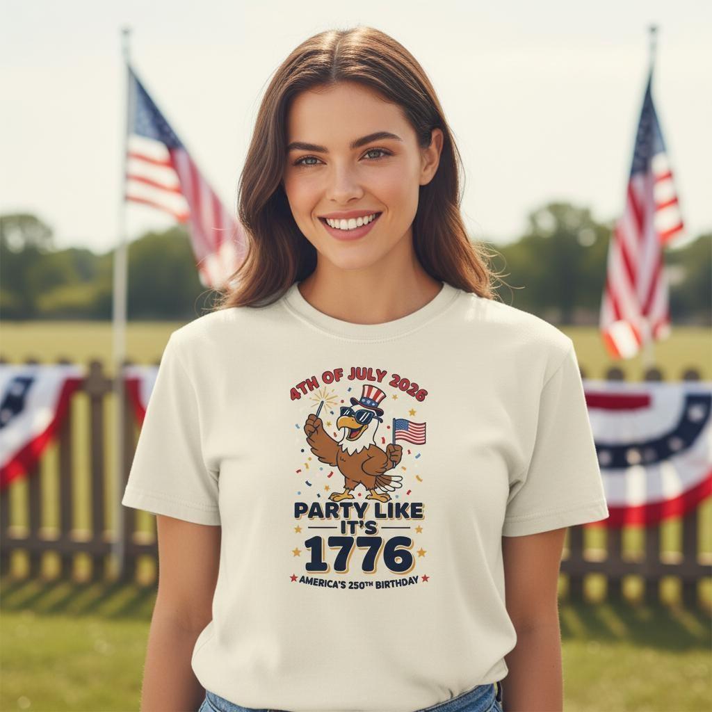4th of July 2026 T-Shirt | Party Like It's 1776 Eagle Tee