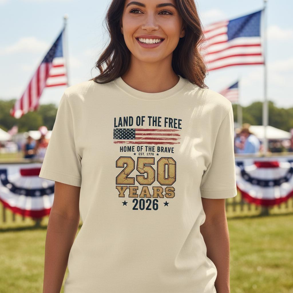 Vintage Distressed 250 Years Patriotic T-Shirt | Land of the Free Tee