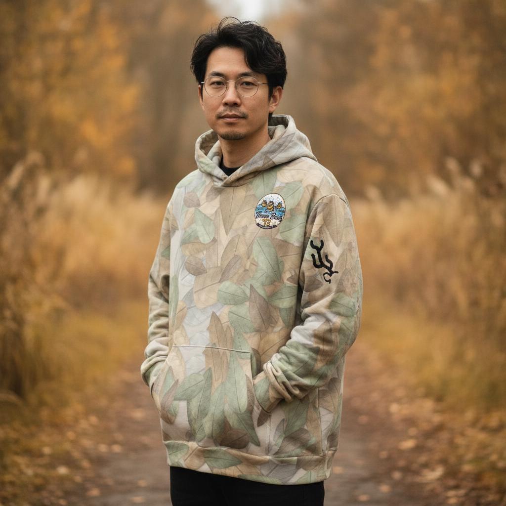 Oversized Camo Hoodie | Sage Green Leaf Camouflage All Over Print | Unisex Drop Shoulder Streetwear Pullover | Cotton Blend Gift